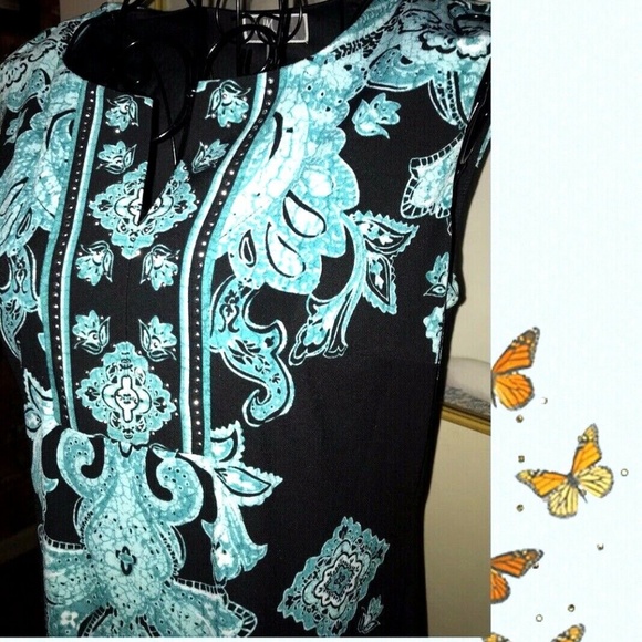 JM COLL. PAISLEY PRINT SILKY KNIT SHIFT DRESS~PS - Picture 4 of 6